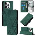 For iPhone 16 Pro Crossbody 3D Embossed Flip Leather Phone Case(Dark Green)