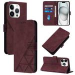 For iPhone 16 Pro Crossbody 3D Embossed Flip Leather Phone Case(Wine Red)