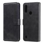 For Motorola Moto E6s Classic Calf Texture PU + TPU Horizontal Flip Leather Case, with Holder & Card Slots & Wallet(Black)