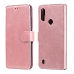 For Motorola Moto E6s Classic Calf Texture PU + TPU Horizontal Flip Leather Case, with Holder & Card Slots & Wallet(Rose Gold)