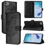 For iPod Touch 7 / 6 / 5 Embossed Butterfly Leather Phone Case(Black)
