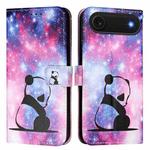 For iPhone Air Colored Drawing Pattern Plain Weave Leather Phone Case(Baby Panda)