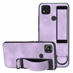 For Xiaomi Redmi 9C Wristband Holder Leather Back Phone Case(Purple)