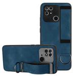 For Xiaomi Redmi 10C Wristband Holder Leather Back Phone Case(RoyalBlue)
