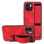 For Xiaomi Redmi A1 Wristband Holder Leather Back Phone Case(Red)