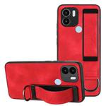 For Xiaomi Redmi A1 Plus Wristband Holder Leather Back Phone Case(Red)