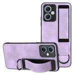 For Xiaomi Redmi Note 12 4G Global Wristband Holder Leather Back Phone Case(Purple)