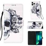 For iPhone 15 Pro Max 3D Painting Horizontal Flip Leather Phone Case(Skull)