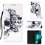 For iPhone 15 Pro 3D Painting Horizontal Flip Leather Phone Case(Skull)