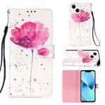 For iPhone 15 Plus 3D Painting Horizontal Flip Leather Phone Case(Flower)