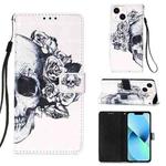 For iPhone 15 Plus 3D Painting Horizontal Flip Leather Phone Case(Skull)