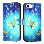 For iPhone SE 2024 3D Painting Horizontal Flip Leather Phone Case(Golden Butterfly)