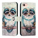 For iPhone SE 2024 3D Painting Horizontal Flip Leather Phone Case(Grey Owl)