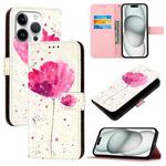 For iPhone 16 Pro 3D Painting Horizontal Flip Leather Phone Case(Flower)