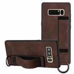 For Samsung Galaxy Note8 Wristband Holder Leather Back Phone Case(Coffee)