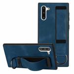 For Samsung Galaxy Note10 Wristband Holder Leather Back Phone Case(Royal Blue)