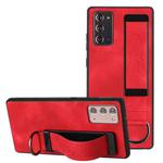 For Samsung Galaxy Note20 Wristband Holder Leather Back Phone Case(Red)