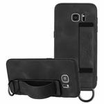 For Samsung Galaxy S7 Edge Wristband Holder Leather Back Phone Case(Black)