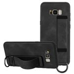 For Samsung Galaxy S8 Wristband Holder Leather Back Phone Case(Black)