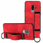 For Samsung Galaxy S9 Wristband Holder Leather Back Phone Case(Red)