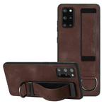 For Samsung Galaxy S20+ Wristband Holder Leather Back Phone Case(Coffee)