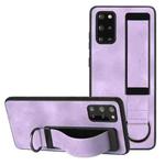 For Samsung Galaxy S20 FE Wristband Holder Leather Back Phone Case(Purple)