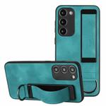 For Samsung Galaxy S23 5G Wristband Holder Leather Back Phone Case(Green)