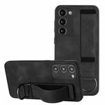 For Samsung Galaxy S23 5G Wristband Holder Leather Back Phone Case(Black)