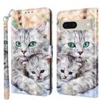 For Google Pixel 8 3D Painted Pattern Leather Phone Case(Two Loving Cats)