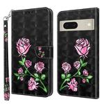 For Google Pixel 8 3D Painted Pattern Leather Phone Case(Rose)