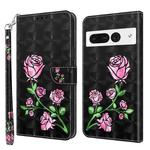 For Google Pixel 8 Pro 3D Painted Pattern Leather Phone Case(Rose)