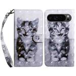 For Google Pixel 9 3D Painted Pattern Leather Phone Case(Smile Cat)