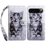 For Google Pixel 9 Pro 3D Painted Pattern Leather Phone Case(Smile Cat)