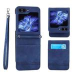 For Samsung Galaxy Z Flip5 Dierfeng Dream Line TPU + PU Leather Phone Case(Blue)
