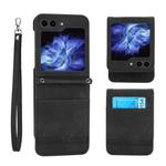 For Samsung Galaxy Z Flip5 Dierfeng Dream Line TPU + PU Leather Phone Case(Black)