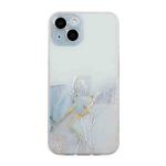 For iPhone 15 Plus Hollow Marble Pattern TPU Straight Edge Phone Case(Grey)