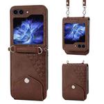 For Samsung Galaxy Z Flip5 Cubic Grid Calf Texture Magnetic Leather Phone Case(Brown)