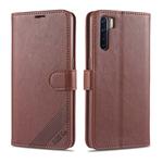 For OPPO A91 AZNS Sheepskin Texture Horizontal Flip Leather Case with Holder & Card Slots & Wallet(Brown)