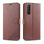 For OPPO Reno3 Pro AZNS Sheepskin Texture Horizontal Flip Leather Case with Holder & Card Slots & Wallet(Brown)