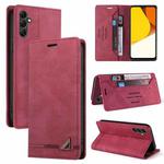 For Samsung Galaxy A34 5G GQUTROBE Skin Feel Anti-theft Brush Horizontal Flip Leather Case with Holder(Wine Red)