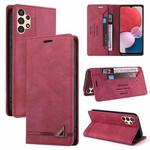 For Samsung Galaxy A13 4G Skin Feel Anti-theft Brush Horizontal Flip Leather Case with Holder(Wine Red)