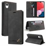 For Samsung Galaxy A23 5G JP Version Skin Feel Anti-theft Brush Horizontal Flip Leather Case with Holder(Black)