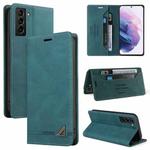 For Samsung Galaxy S22+ 5G Skin Feel Anti-theft Brush Horizontal Flip Leather Case with Holder(Blue)