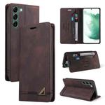 For Samsung Galaxy S23+ 5G Skin Feel Anti-theft Brush Horizontal Flip Leather Case with Holder(Brown)