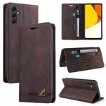 For Samsung Galaxy S23 FE 5G Skin Feel Anti-theft Brush Horizontal Flip Leather Case with Holder(Brown)