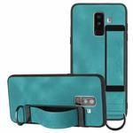 For Samsung Galaxy A6+ Wristband Holder Leather Back Phone Case(Green)
