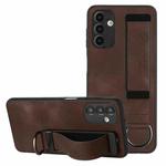 For Samsung Galaxy A14 Wristband Holder Leather Back Phone Case(Coffee)