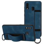 For Samsung Galaxy A20e Wristband Holder Leather Back Phone Case(Royal Blue)