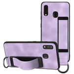 For Samsung Galaxy A20e Wristband Holder Leather Back Phone Case(Purple)