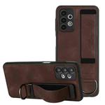 For Samsung Galaxy A32 5G Wristband Holder Leather Back Phone Case(Coffee)